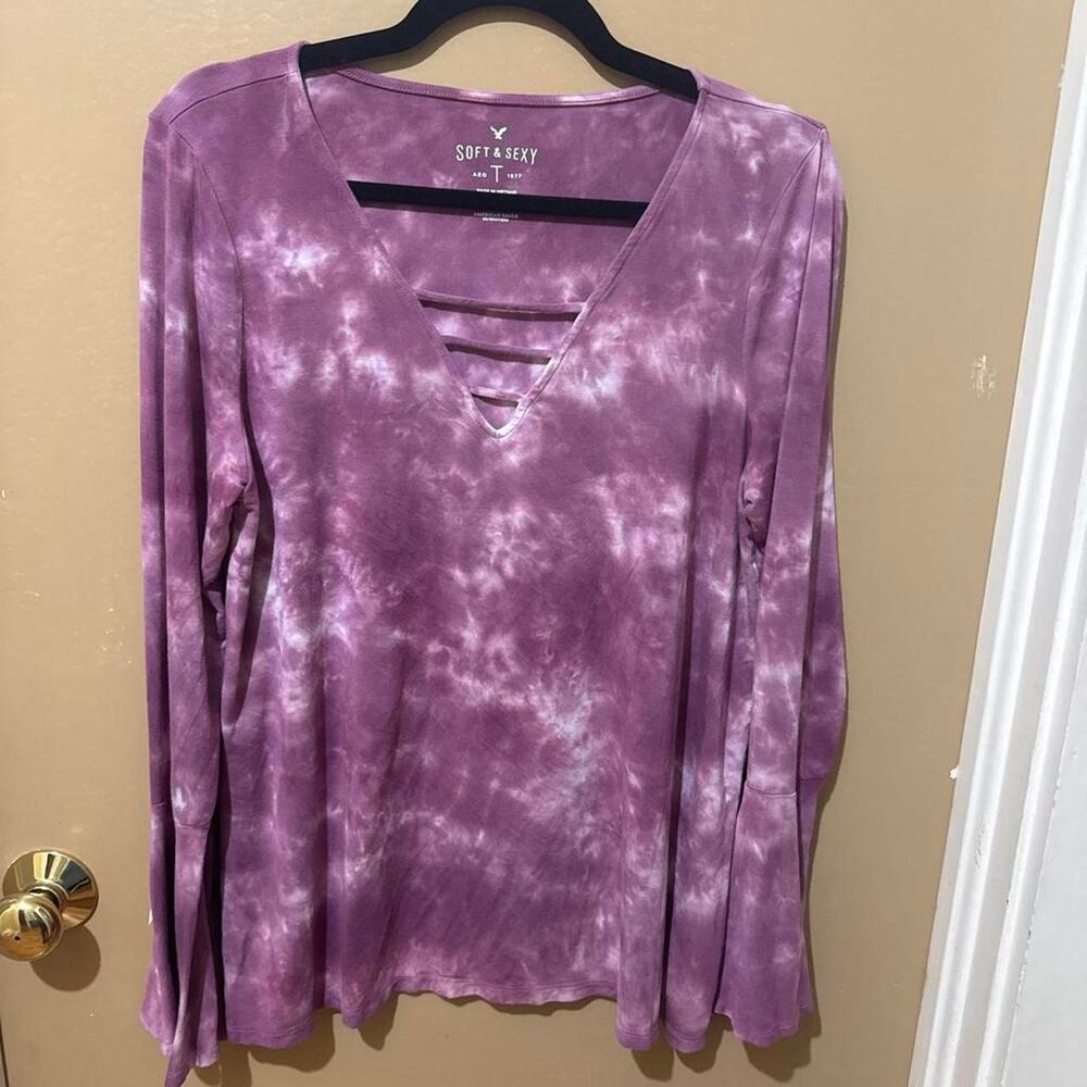 Purple tie dye long sleeve top